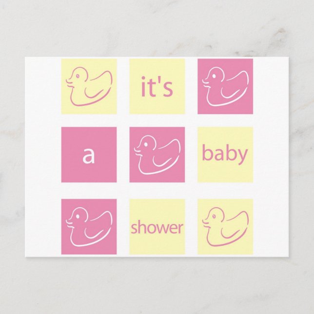 Carte Postale Invitation Baby shower de canard (Devant)