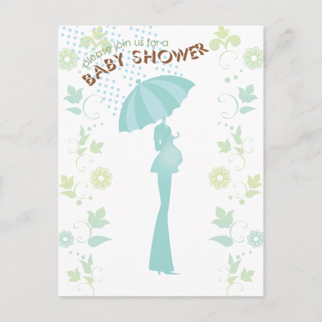 Carte postale Invitation Baby shower de pluie (Devant)
