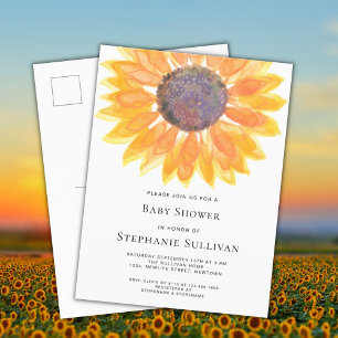 Carte postale Invitation Baby shower de tournesol