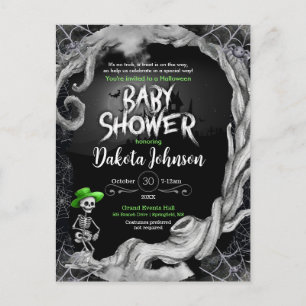 Carte Postale Invitation Baby shower d'Halloween noir
