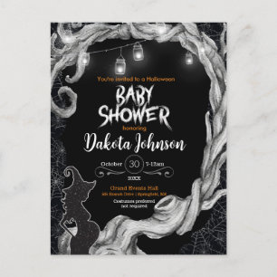 Carte Postale Invitation Baby shower d'Halloween noir