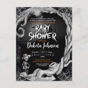 Carte Postale Invitation Baby shower d'Halloween noir