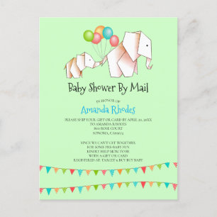 Carte Postale Invitation Baby shower Elephant Par Courrier