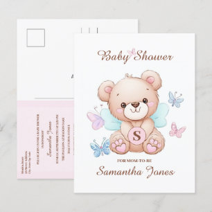 Carte postale Invitation Baby shower Ours Cute
