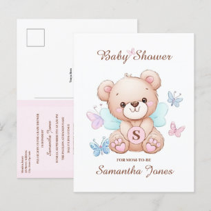 Carte postale Invitation Baby shower Ours Cute
