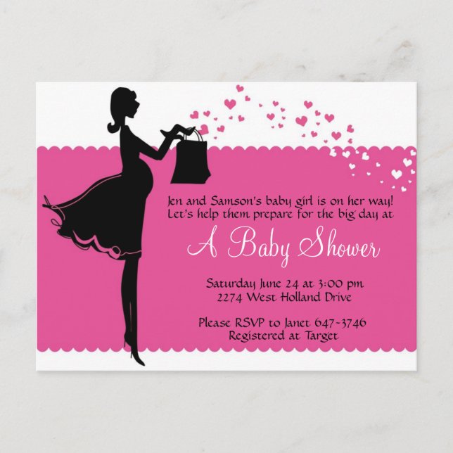 Carte Postale Invitation Baby shower Priscilla (Devant)