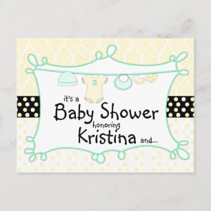 Carte Postale Invitation baby shower - Sexe inconnu