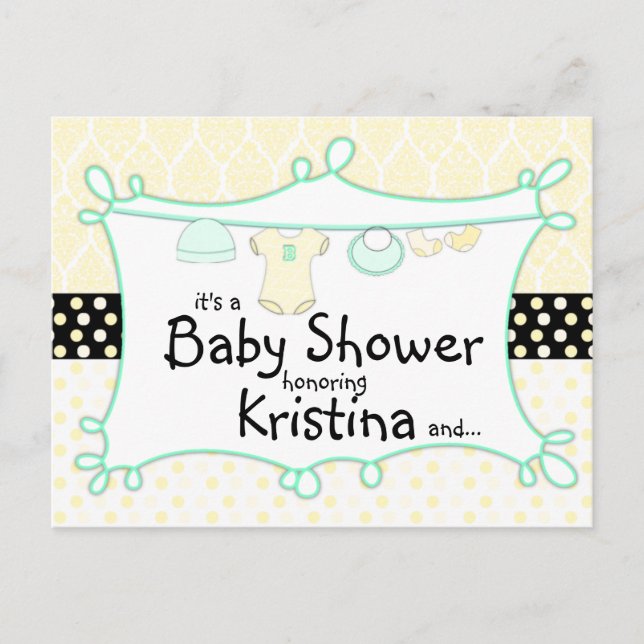 Carte Postale Invitation baby shower - Sexe inconnu (Devant)