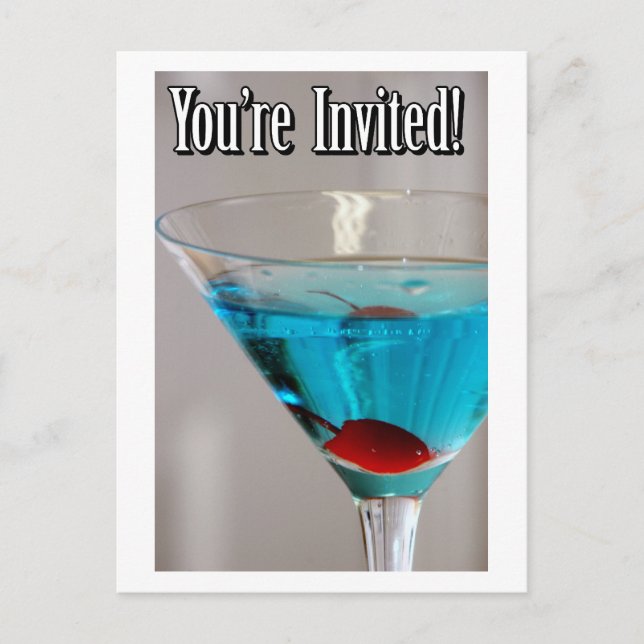 Carte postale Invitation Blue Martini (Devant)