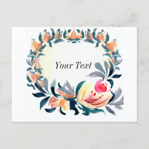 Carte postale Invitation Cadre Fleur Coloré