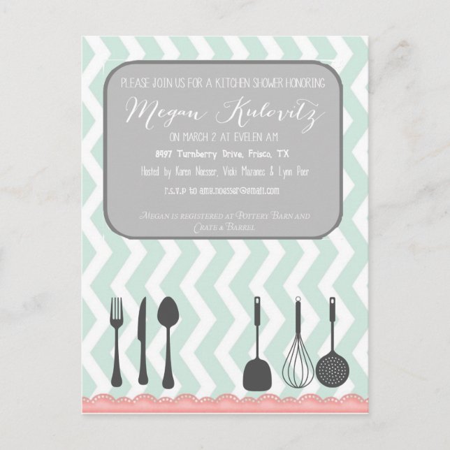 Carte Postale Invitation chic Chevron Shabby (Devant)