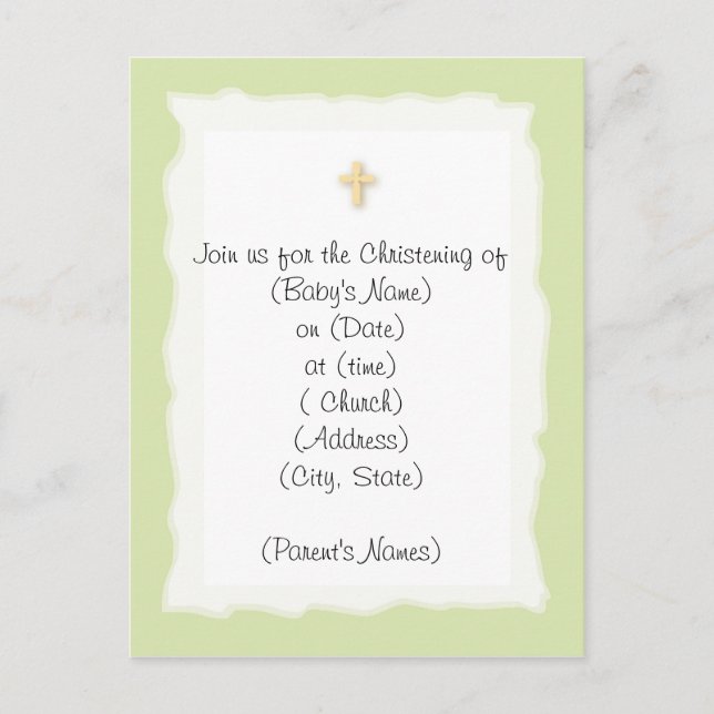 Carte Postale Invitation Christening (Devant)