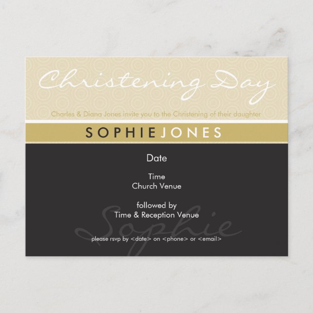 Carte Postale INVITATION CHRISTENING :: simplement super 3 (Devant)