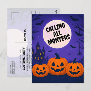 Carte postale Invitation Costume Enfants Halloween