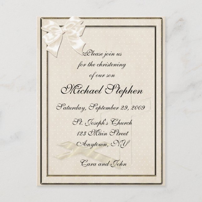 Carte Postale Invitation Cream Christening (Devant)