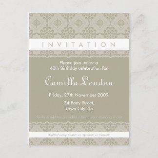Carte Postale INVITATION D'ANNIVERSAIRE ADULTE :: L2 orné
