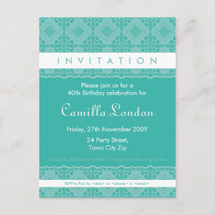 Carte Postale INVITATION D'ANNIVERSAIRE ADULTE :: L4 orné