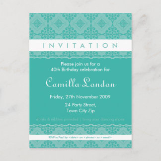 Carte Postale INVITATION D'ANNIVERSAIRE ADULTE :: L4 orné