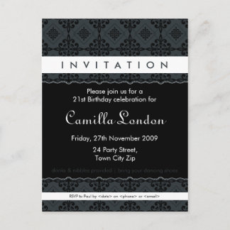 Carte Postale INVITATION D'ANNIVERSAIRE ADULTE :: Ornately patte