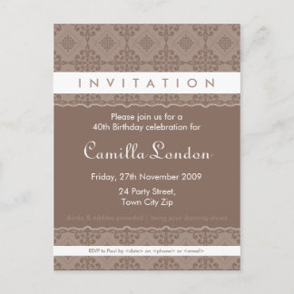 Carte Postale INVITATION D'ANNIVERSAIRE ADULTE :: P6 orné