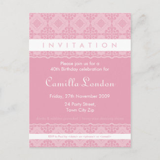Carte Postale INVITATION D'ANNIVERSAIRE ADULTE :: P8 orné