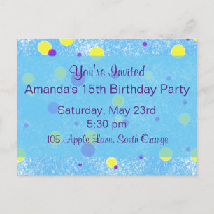 Carte Postale Invitation d'anniversaire de Bubble Dot