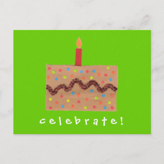 Carte Postale Invitation d'anniversaire de gâteau de confettis