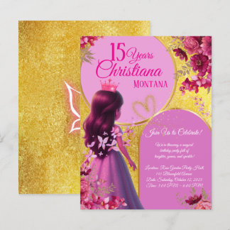 Carte Postale Invitation d'anniversaire de princesse - Nom perso