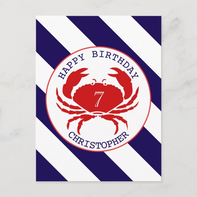 Carte Postale Invitation d'anniversaire du crabe rouge (Devant)