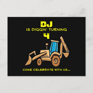 Carte Postale Invitation d'anniversaire du tracteur