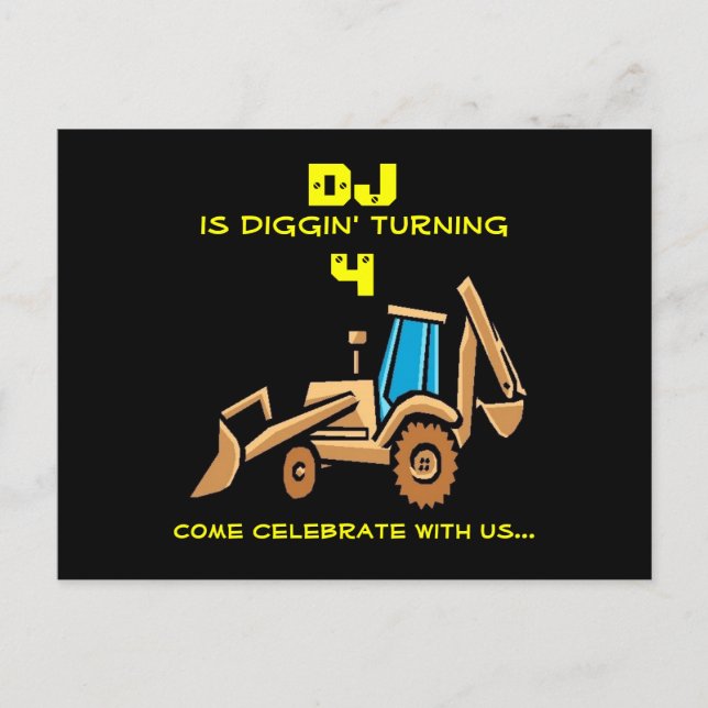 Carte Postale Invitation d'anniversaire du tracteur (Devant)