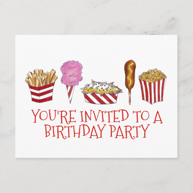 Carte Postale Invitation d'anniversaire Fête foraine (Devant)