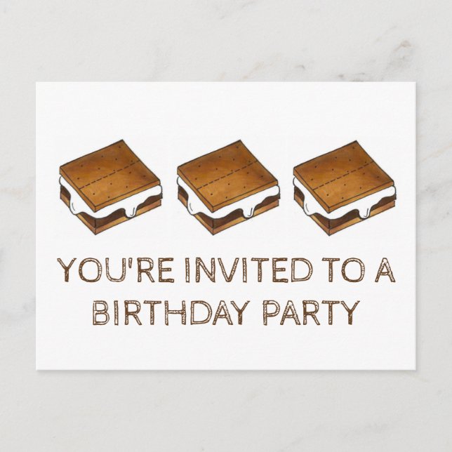 Carte Postale Invitation d'anniversaire pour un feu de camp en c (Devant)