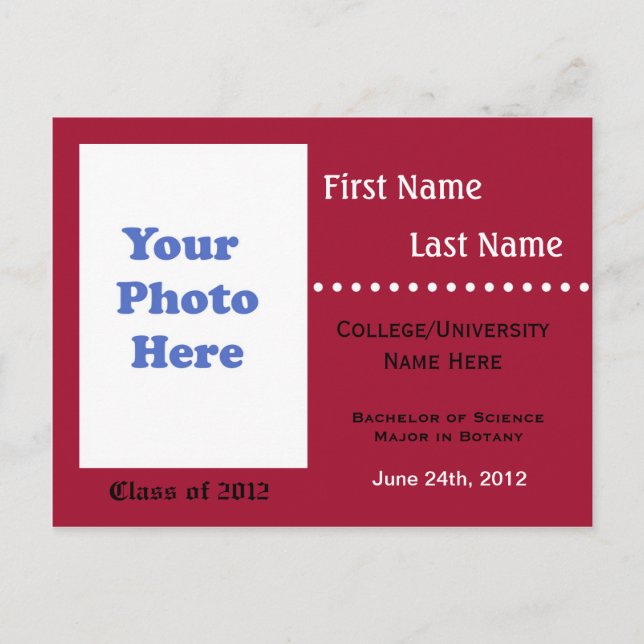 Carte Postale Invitation d'annonce de remise de diplôme universi (Devant)