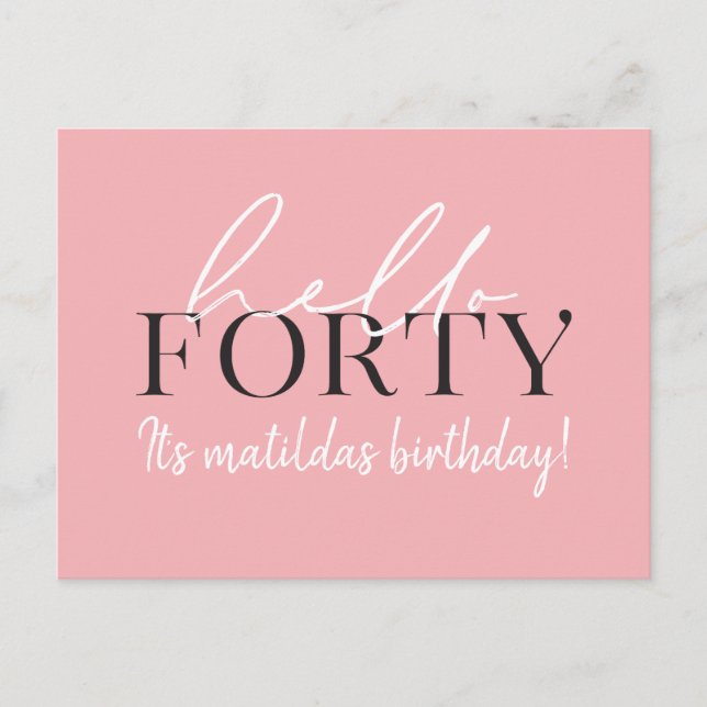 Carte Postale Invitation de 40e anniversaire de script et géomét (Devant)