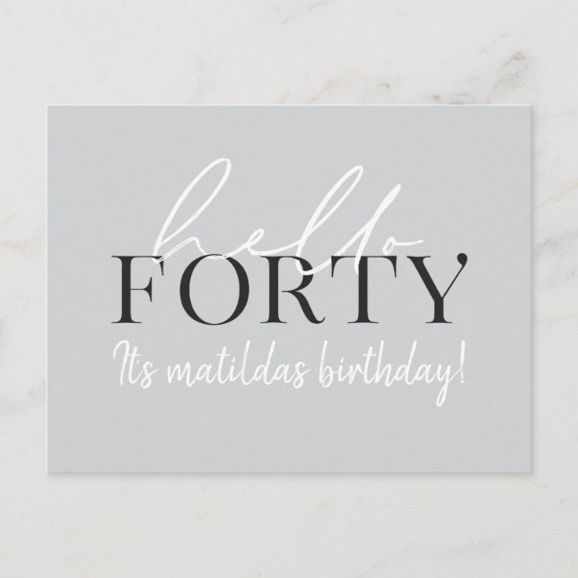 Carte Postale Invitation de 40e anniversaire de script et géomét (Devant)