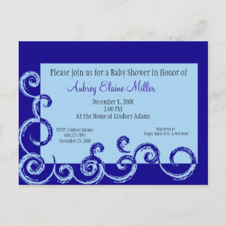 Carte Postale Invitation de Baby shower de tourbillon rose - Cus