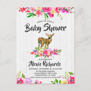 Carte Postale Invitation de Baby Shower Fleurie Aquarelle de Fao