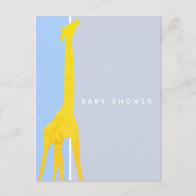 Carte Postale Invitation de Baby Shower Moderne Simple Girafe (Devant)
