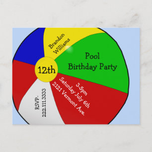 Carte postale Invitation de Beach Ball Party
