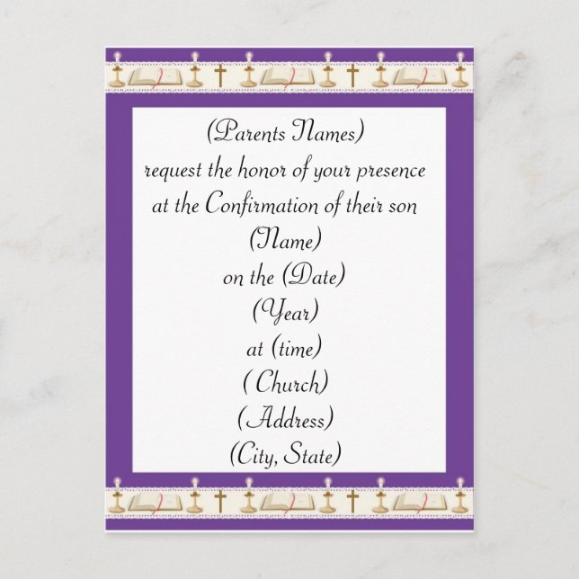 Carte Postale Invitation de confirmation (Devant)