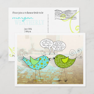 Carte Postale Invitation de douche Birdies