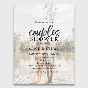 Carte Postale Invitation de douche de couple de script de brosse