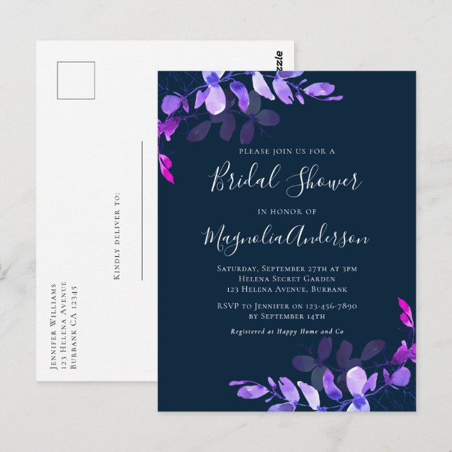 Carte postale Invitation de douche nuptiale Eucaly (Devant / Derrière)