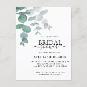 Carte Postale Invitation de douche nuptiale Eucalyptus Green
