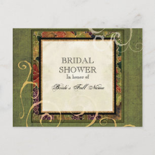 Carte Postale Invitation de douche nuptiale Feuille de raisin d'