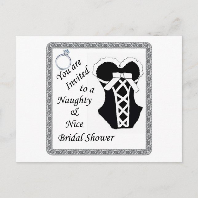 Carte Postale invitation de douche nuptiale - Naughty & Nice noi (Devant)