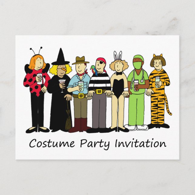Carte Postale Invitation de fête de costume Enfants en robe fant (Devant)