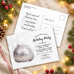 Carte Postale Invitation de fête de fin d'année avec ornement ar