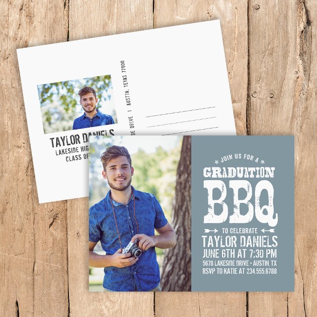 Carte Postale Invitation de fête de fin d'études BBQ rustique (Créateur téléchargé)